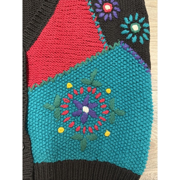 Vintage Koret Sport Grunge Knit Sweater Vest Granny Flowers Women's Size XL - Picture 3 of 4